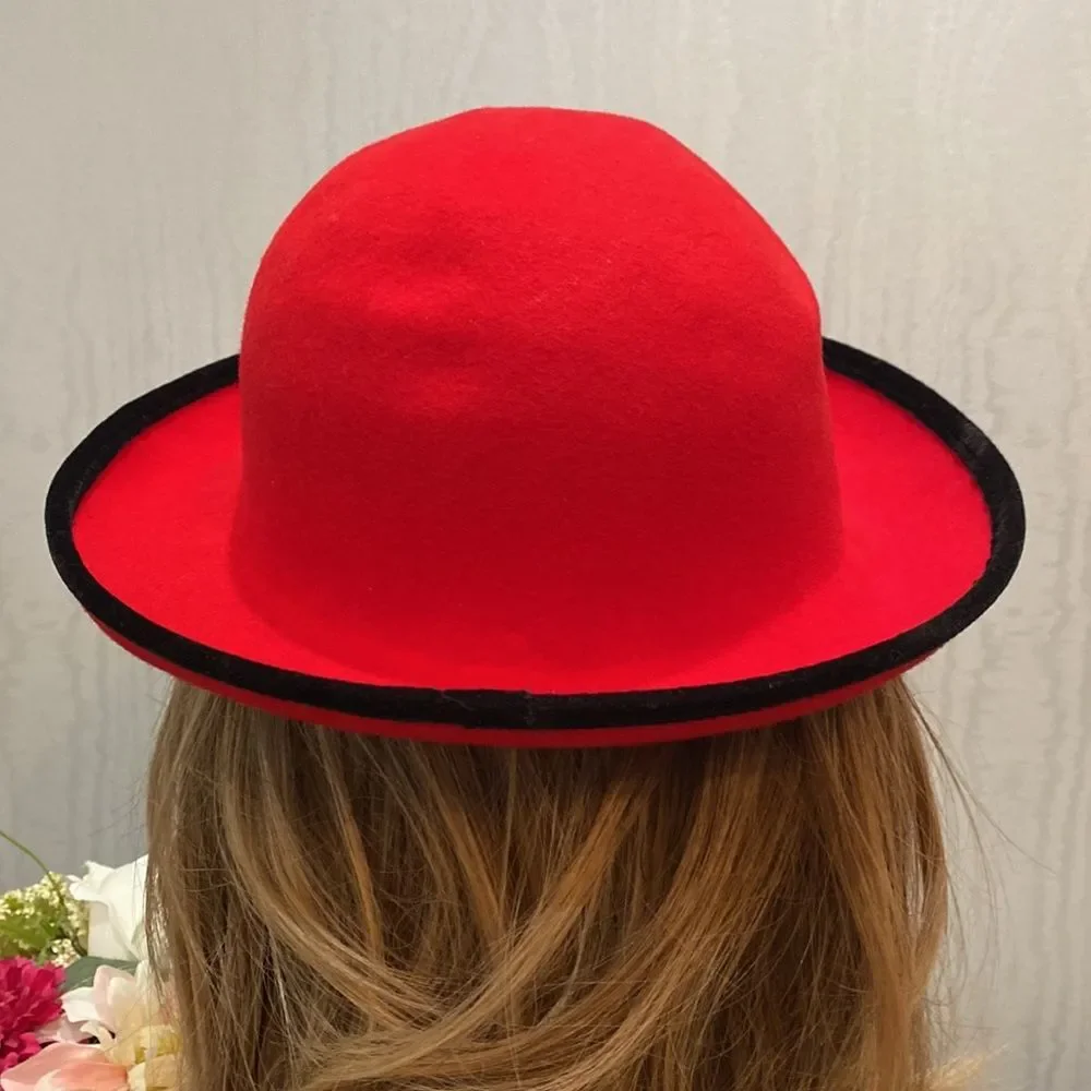 Vintage Street Smart by Betmar 100% Wool Red with Black Rim Christmas Valentines - Picture 5 of 14